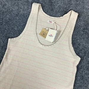 Women's FAHERTY Whisper Tank Organic Cotton Linen Blend Azure Stripe Sz XS NWT